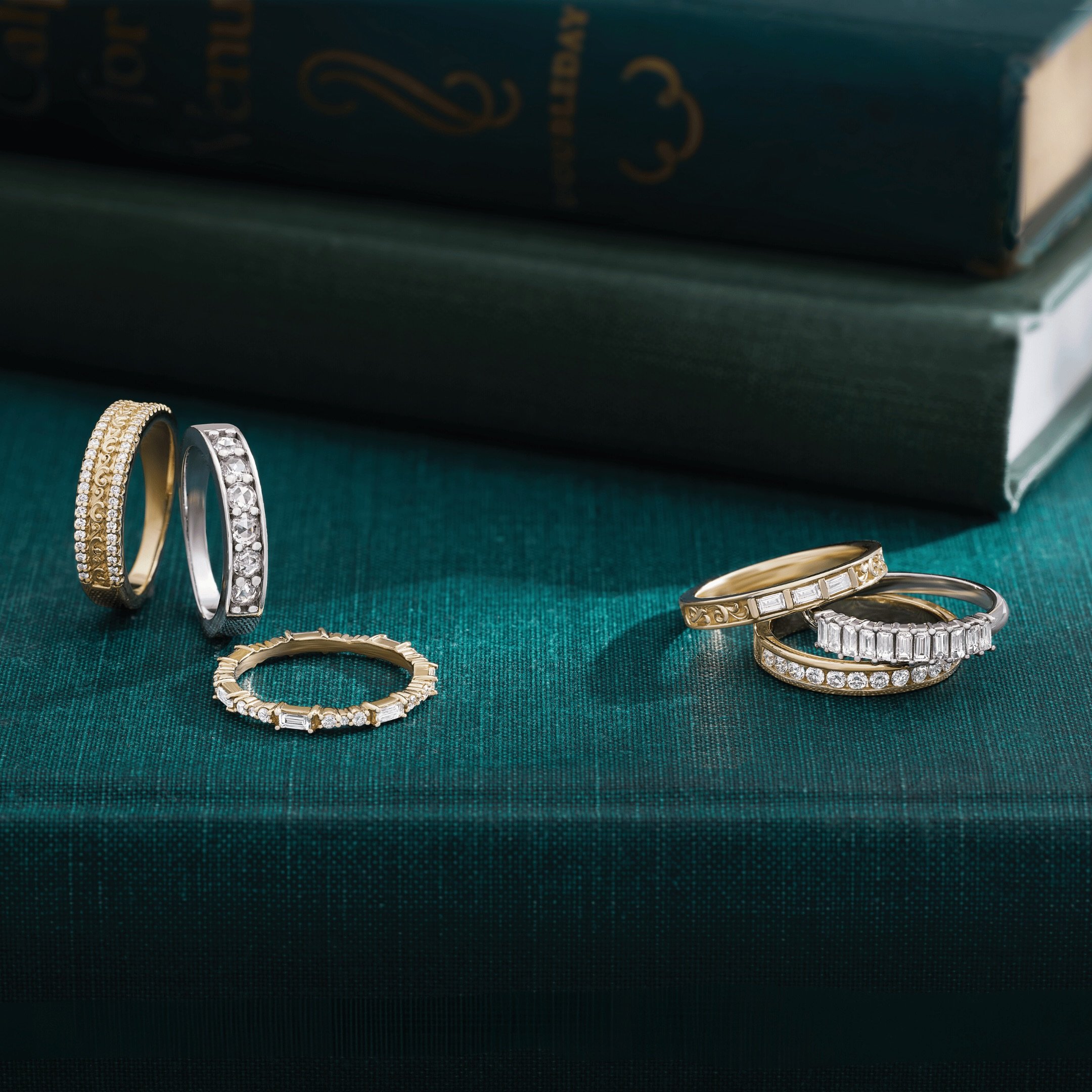 FP Diamond Bands in Yellow and White Gold or Platinum