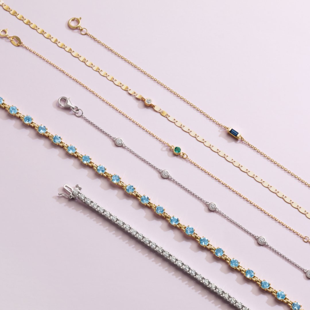 FP Diamond or Gemstone Chain Bracelets in Yellow or White Gold
